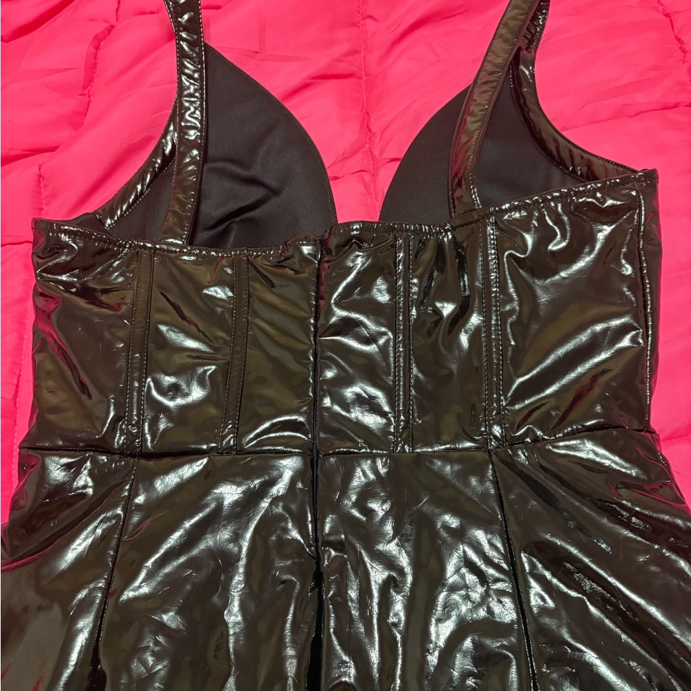 Fashion Nova Black Strapless Faux Leather Corset Dress - Picture 6 of 10